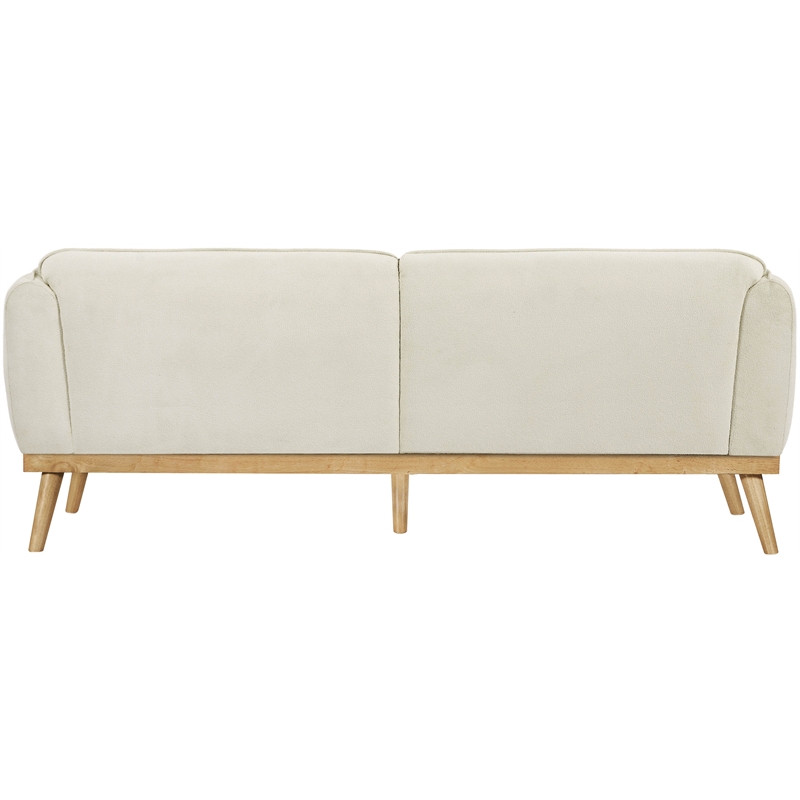 Bowery Hill Mid-Century Modern Rich Cream Boucle Fabric Sofa