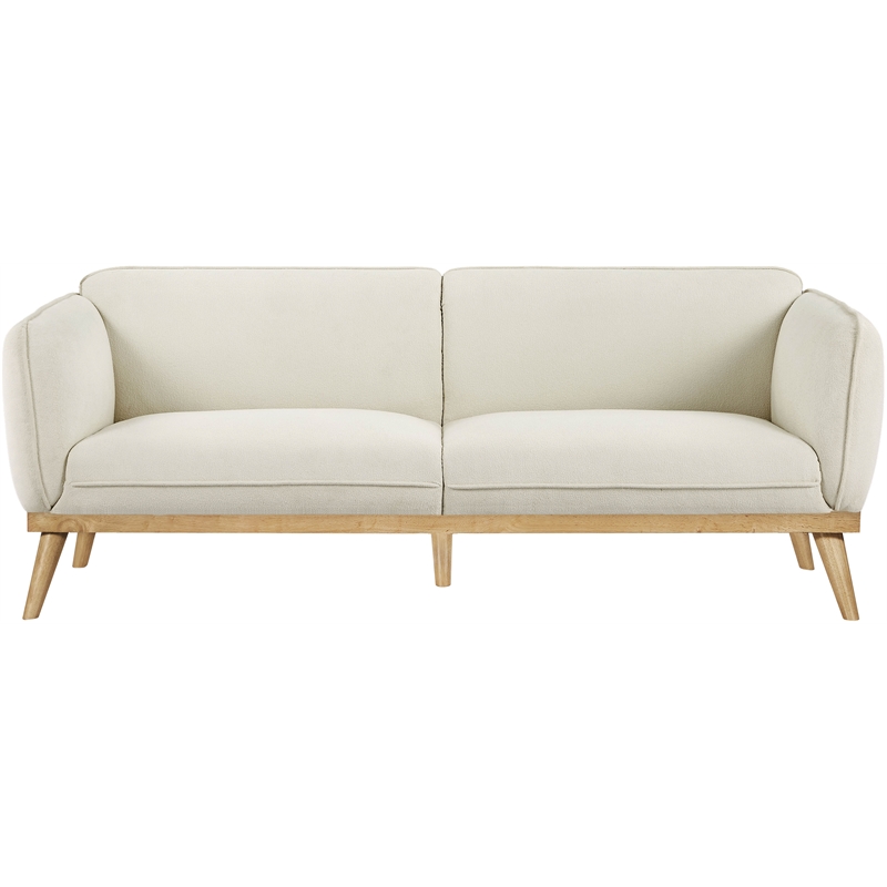 Bowery Hill Mid-Century Modern Rich Cream Boucle Fabric Sofa