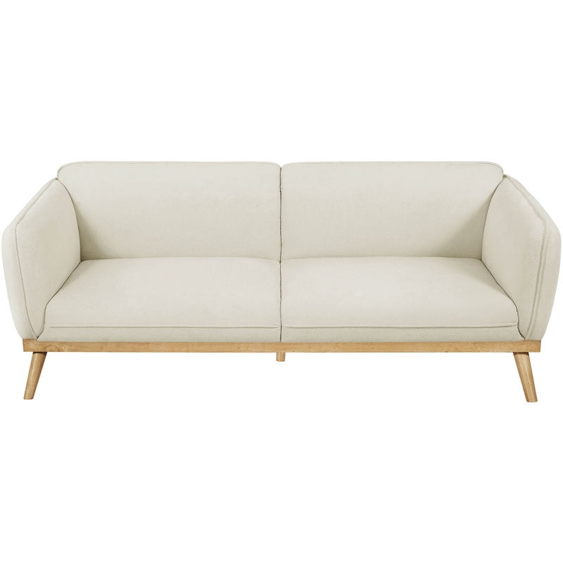 Bowery Hill Mid-Century Modern Rich Cream Boucle Fabric Sofa
