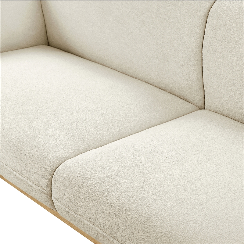 Bowery Hill Mid-Century Modern Rich Cream Boucle Fabric Sofa