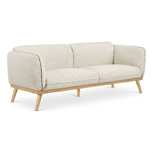 Bowery Hill Mid-Century Modern Rich Cream Boucle Fabric Sofa