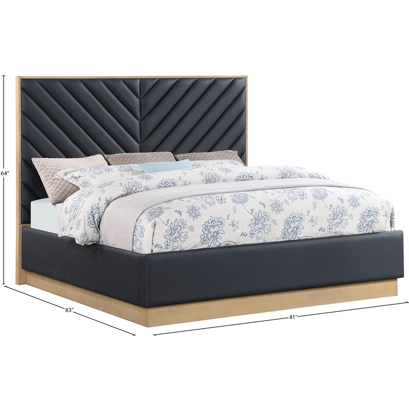 Bowery Hill Contemporary Deep Channel Tufted Soft Black Vegan Leather King Bed