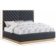 Bowery Hill Contemporary Deep Channel Tufted Soft Black Vegan Leather Queen Bed