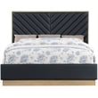 Bowery Hill Contemporary Deep Channel Tufted Soft Black Vegan Leather Queen Bed
