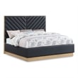 Bowery Hill Contemporary Deep Channel Tufted Soft Black Vegan Leather Queen Bed