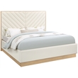 Bowery Hill Contemporary Deep Channel Tufted Soft Cream Vegan Leather King Bed