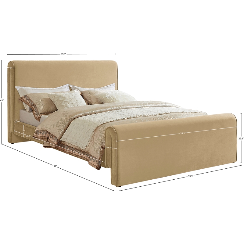 Bowery Hill Contemporary Rich Soft Camel Durable Velvet Full Bed