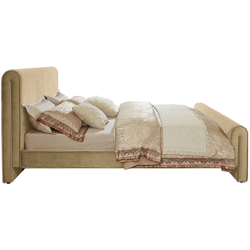 Bowery Hill Contemporary Rich Soft Camel Durable Velvet Full Bed
