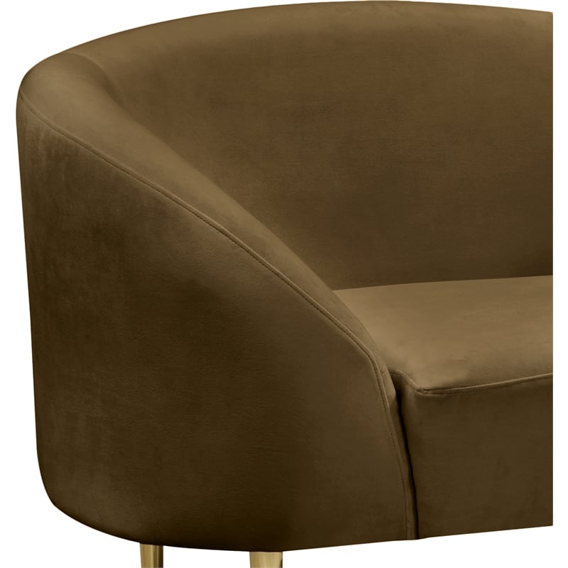 Bowery Hill Contemporary Rich Brown Durable Velvet Chair with Gold Metal Legs