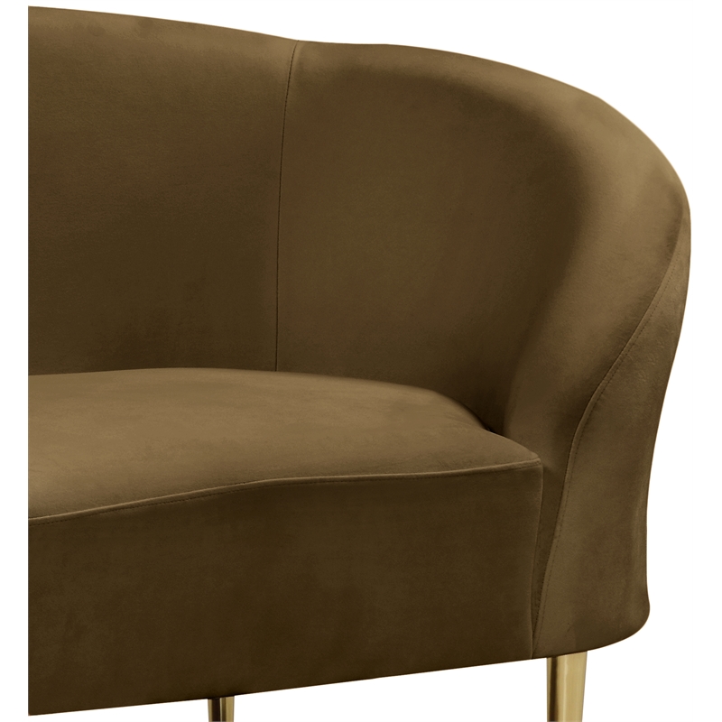 Bowery Hill Contemporary Rich Brown Durable Velvet Chair with Gold Metal Legs