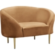 Bowery Hill Contemporary Rich Saddle Durable Velvet Chair with Gold Metal Legs