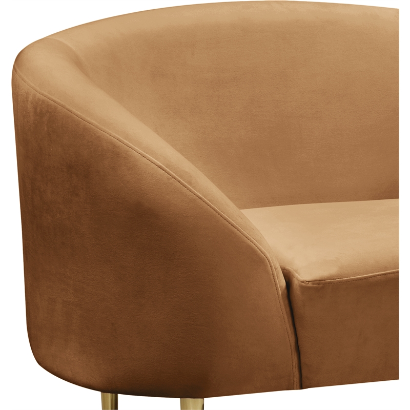 Bowery Hill Contemporary Rich Saddle Durable Velvet Chair with Gold Metal Legs