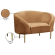 Bowery Hill Contemporary Rich Saddle Durable Velvet Chair with Gold Metal Legs