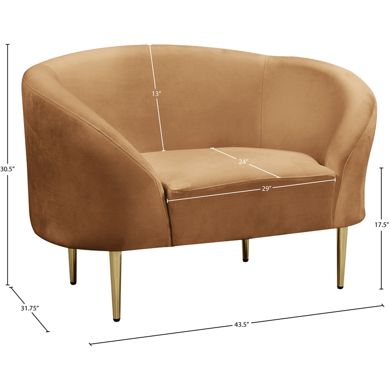 Bowery Hill Contemporary Rich Saddle Durable Velvet Chair with Gold Metal Legs