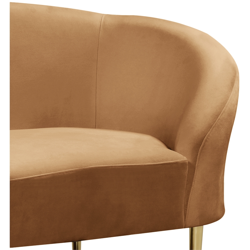 Bowery Hill Contemporary Rich Saddle Durable Velvet Chair with Gold Metal Legs