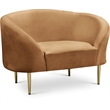 Bowery Hill Contemporary Rich Saddle Durable Velvet Chair with Gold Metal Legs