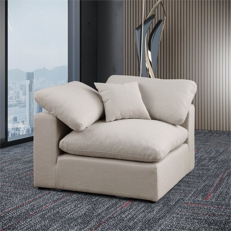 Bowery Hill Contemporary Upholstered Beige Linen Textured Fabric Corner Chair