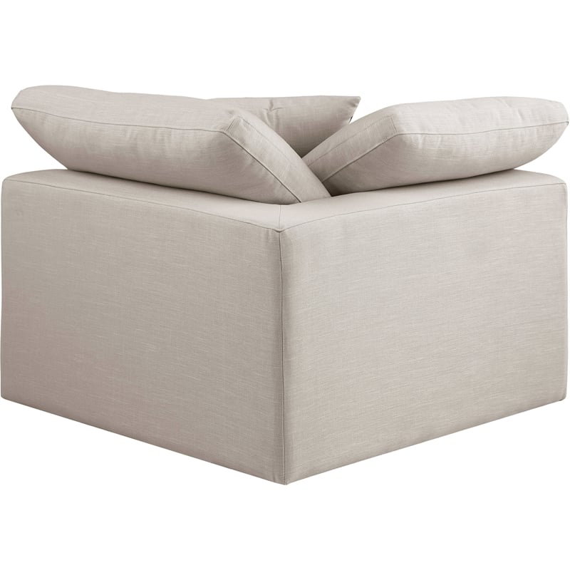 Bowery Hill Contemporary Upholstered Beige Linen Textured Fabric Corner Chair