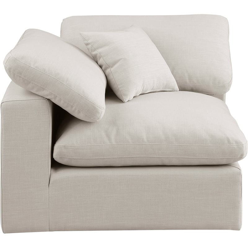 Bowery Hill Contemporary Upholstered Beige Linen Textured Fabric Corner Chair