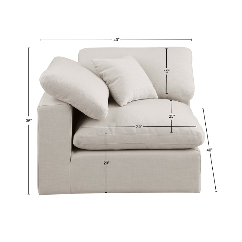 Bowery Hill Contemporary Upholstered Beige Linen Textured Fabric Corner Chair