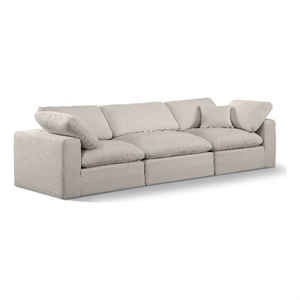 Bowery Hill Upholstered Beige Linen Textured Fabric 3-Piece Modular Sofa