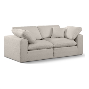 Bowery Hill Upholstered Beige Linen Textured Fabric 2-Piece Modular Sofa