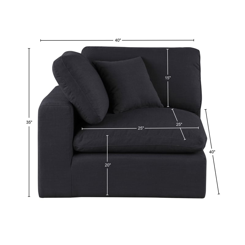Bowery Hill Contemporary Upholstered Black Linen Textured Fabric Corner Chair