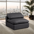 Bowery Hill Contemporary Soft Black Vegan Leather Armless Chair