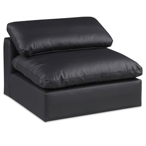 Bowery Hill Contemporary Soft Black Vegan Leather Armless Chair
