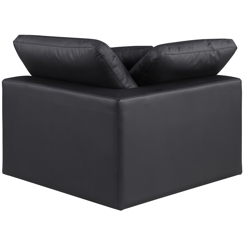 Bowery Hill Contemporary Soft Black Vegan Leather Corner Chair