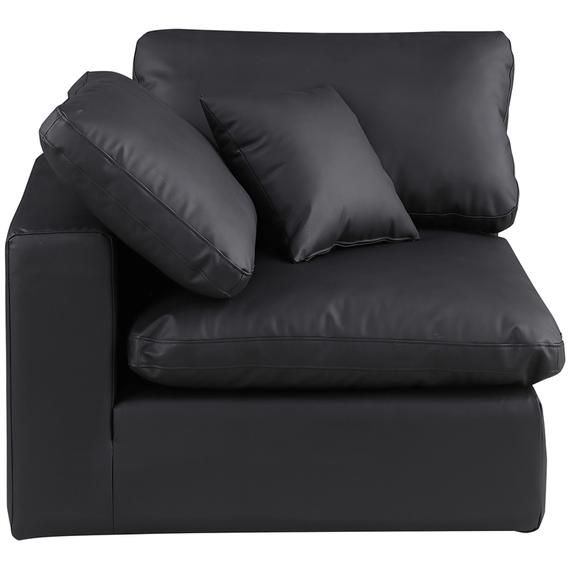 Bowery Hill Contemporary Soft Black Vegan Leather Corner Chair