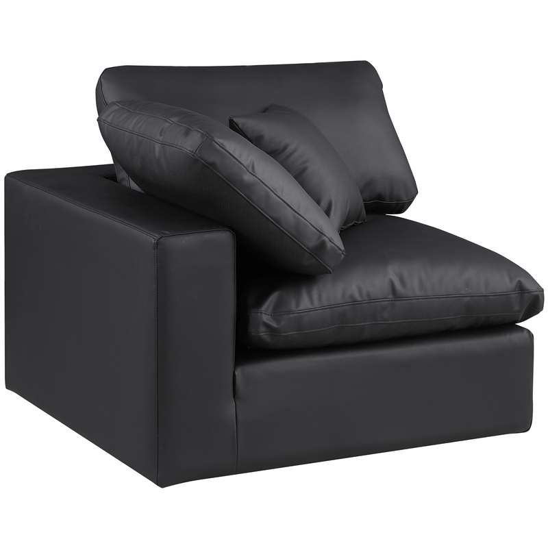 Bowery Hill Contemporary Soft Black Vegan Leather Corner Chair