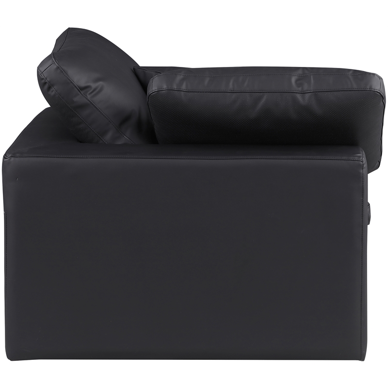 Bowery Hill Contemporary Soft Black Vegan Leather Corner Chair
