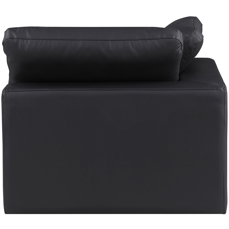 Bowery Hill Contemporary Soft Black Vegan Leather Corner Chair