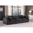 Bowery Hill Contemporary Black Vegan Leather 3-Piece Modular Sofa