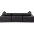 Bowery Hill Contemporary Black Vegan Leather 3-Piece Modular Sofa