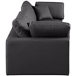 Bowery Hill Contemporary Black Vegan Leather 3-Piece Modular Sofa