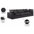 Bowery Hill Contemporary Black Vegan Leather 3-Piece Modular Sofa