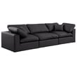 Bowery Hill Contemporary Black Vegan Leather 3-Piece Modular Sofa