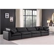 Bowery Hill Contemporary Black Vegan Leather 4-Piece Modular Sofa