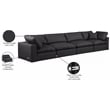 Bowery Hill Contemporary Black Vegan Leather 4-Piece Modular Sofa