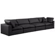 Bowery Hill Contemporary Black Vegan Leather 4-Piece Modular Sofa