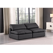 Bowery Hill Contemporary Black Vegan Leather 2-Piece Modular Sofa