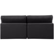 Bowery Hill Contemporary Black Vegan Leather 2-Piece Modular Sofa