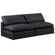 Bowery Hill Contemporary Black Vegan Leather 2-Piece Modular Sofa
