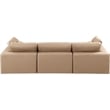 Bowery Hill Contemporary Tan Vegan Leather 3-Piece Modular Sofa
