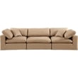 Bowery Hill Contemporary Tan Vegan Leather 3-Piece Modular Sofa