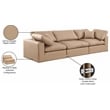 Bowery Hill Contemporary Tan Vegan Leather 3-Piece Modular Sofa
