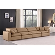 Bowery Hill Contemporary Tan Vegan Leather 4-Piece Modular Sofa