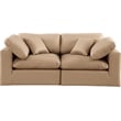 Bowery Hill Contemporary Tan Vegan Leather 2-Piece Modular Sofa
